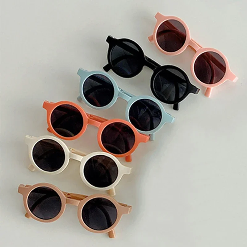 

Foldable silicone children's sunglasses circular fashion outdoor sun protection and protection sunglasses 0-3 years old