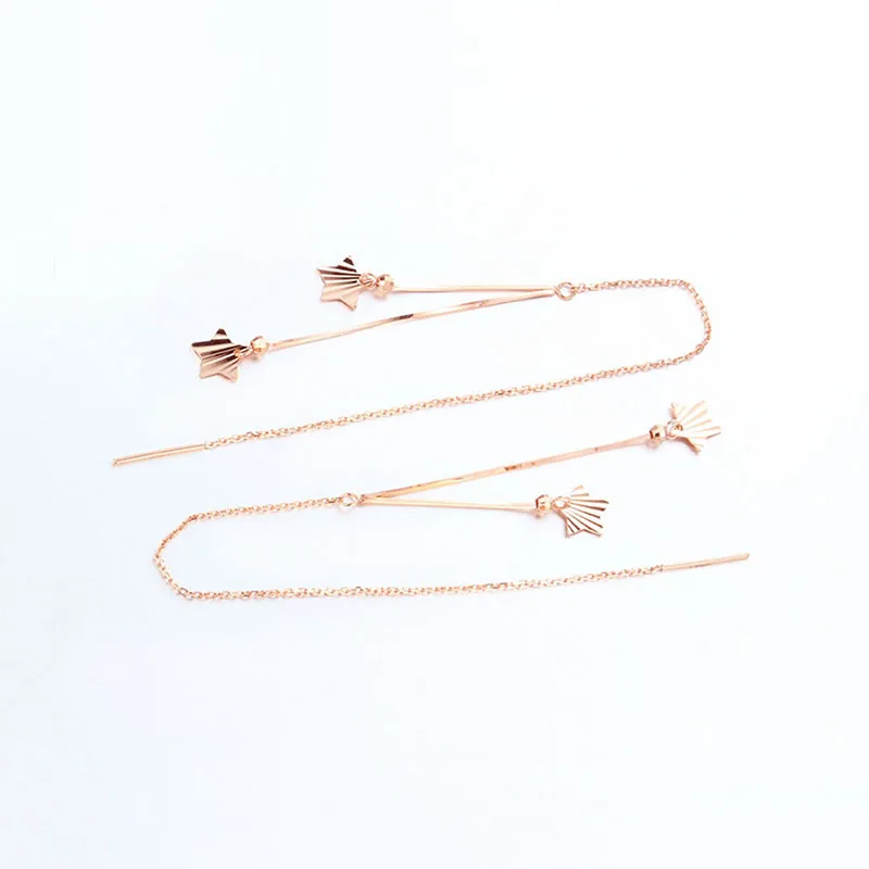 Классические длинные серьги из 585 фиолетового золота со звездами с покрытием 14 к