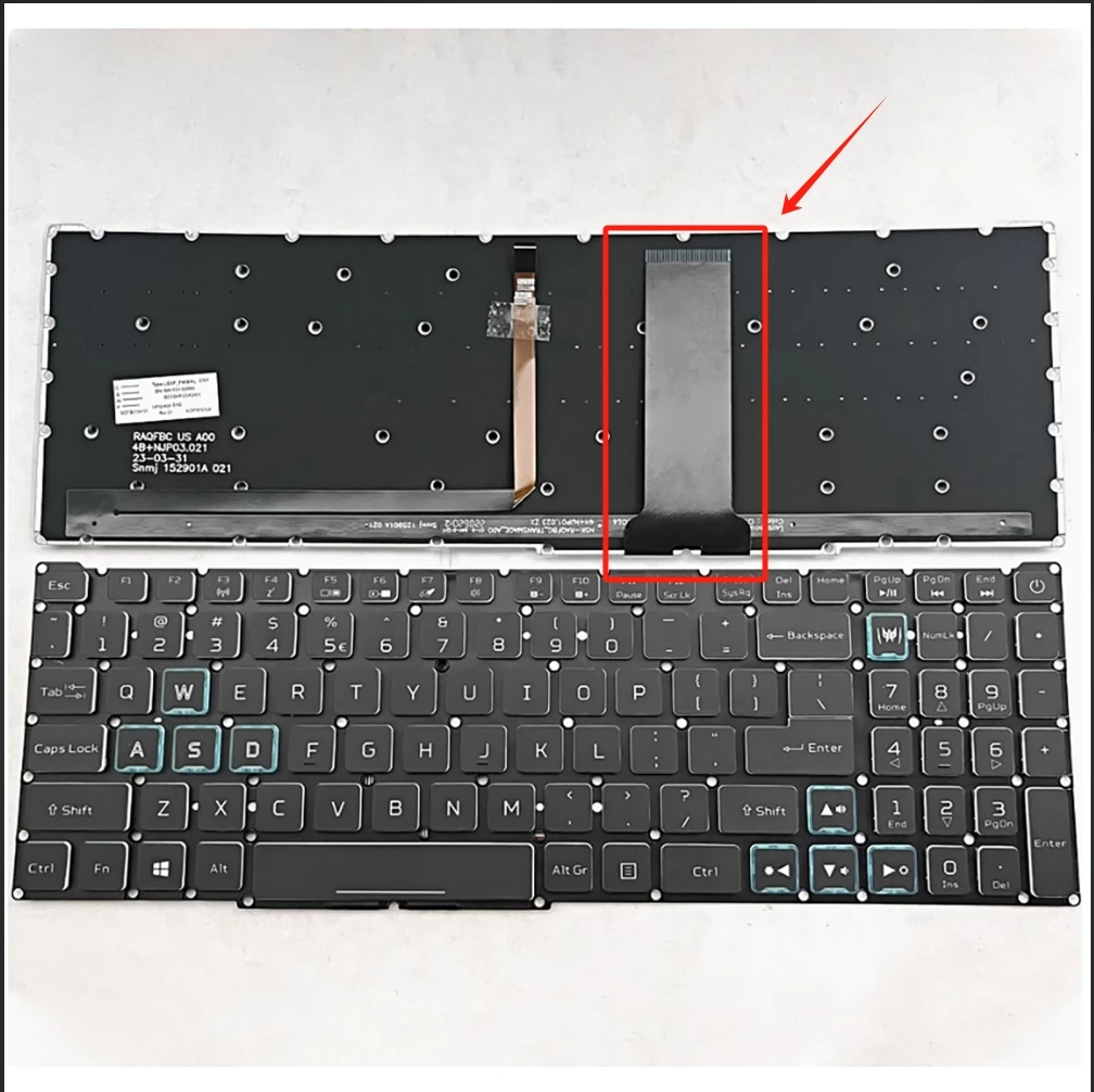 Фото Американская клавиатура для ноутбука Acer Predator Triton 300 PT315-51 PT315-52 PT315-53 GRB с подсветкой №3