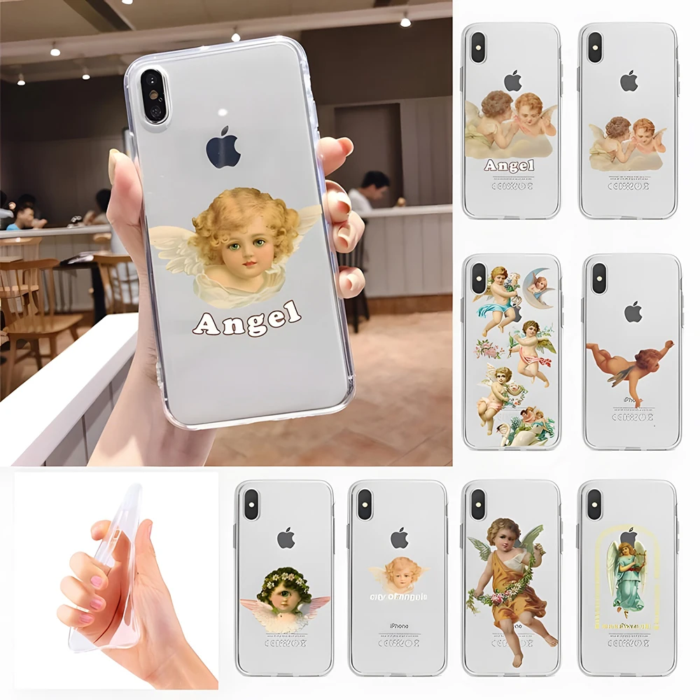 

Cartoon Angel Baby Phone Case for Samsung S6 S7edge S7 S8 S9 S10 S20 S30 Plus S10E S20 S30 S21 Ultra S20fe Transparent Cover