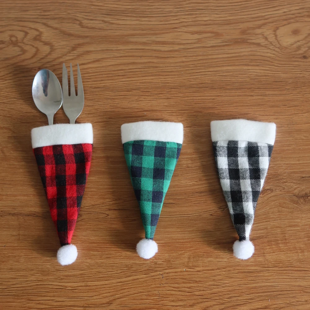 

1 шт. Сумка-держатель для столовой посуды, Рождественская шляпа, рождественские украшения 2020, аксессуары для украшения дома, кухонная посуда...