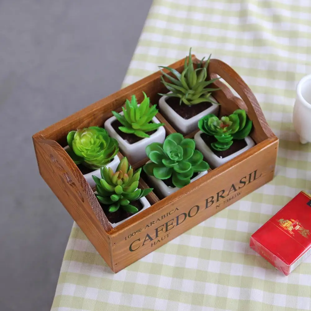 Деревянный горшок для цветов сада суккулентов ретро ящик хранения офисный декор