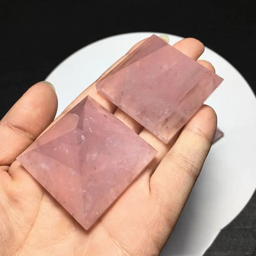 

Wholesale Natural Rose Quartz Crystal Pyramid for Pink Healing Stone 1pc