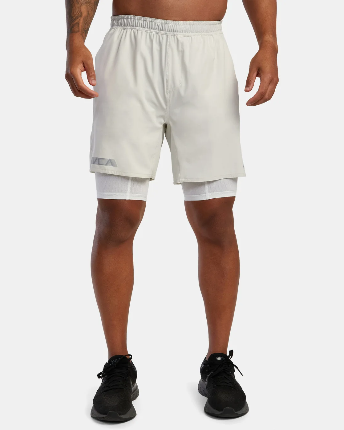 

New summer fake two-piece sports shorts men's training quick-drying breathable elastic five-point fitness light pants