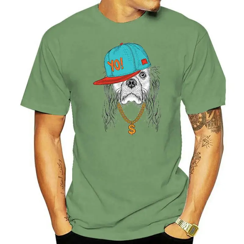 

New Fashion T Shirt Graphic Letter Famous Tee Cocker Spaniel Portrait In Hip-hop Hat T-shirt For Men - 0411