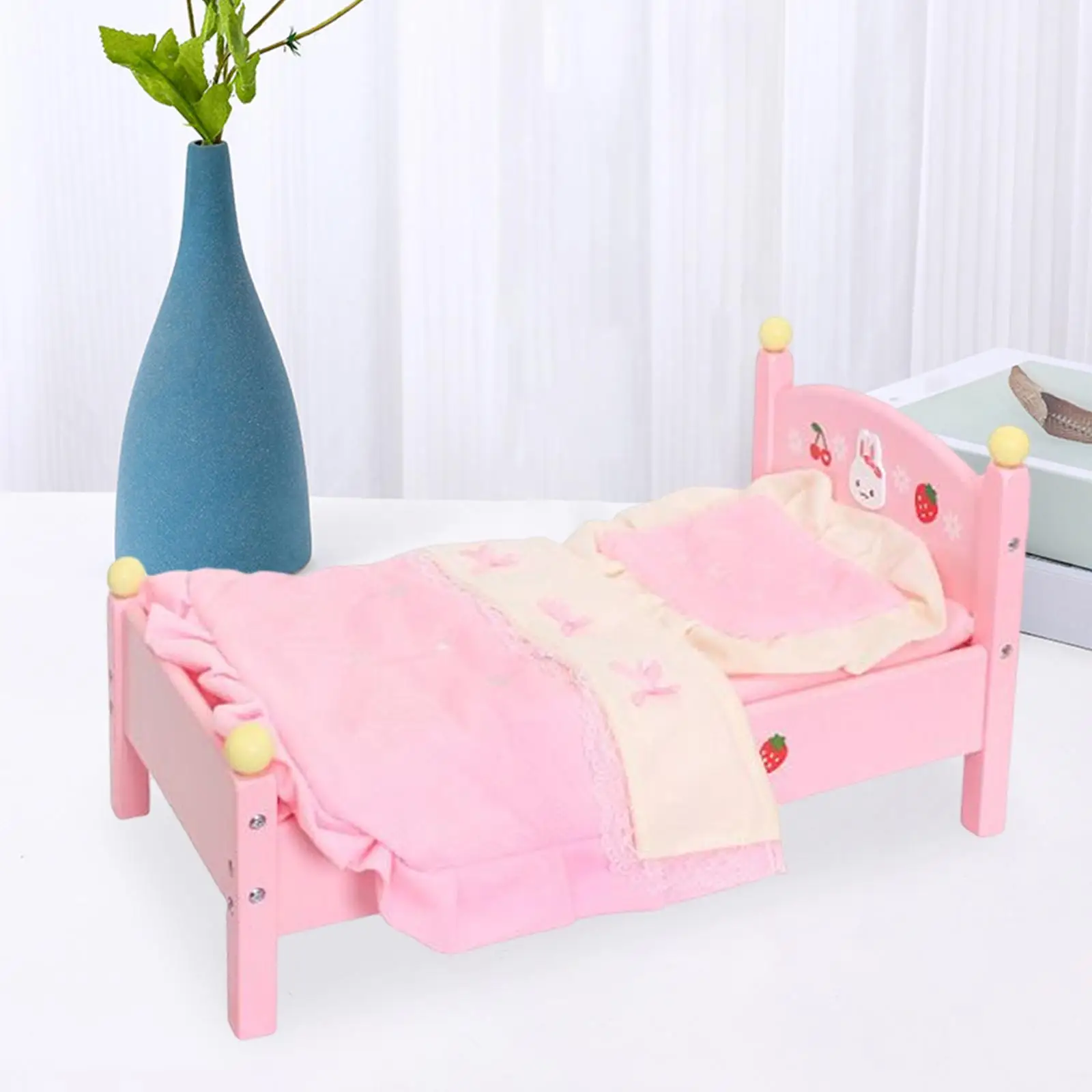 

Baby Doll Bed Wooden Furniture Bedroom for 1:6 Doll DIY Scene Role Play