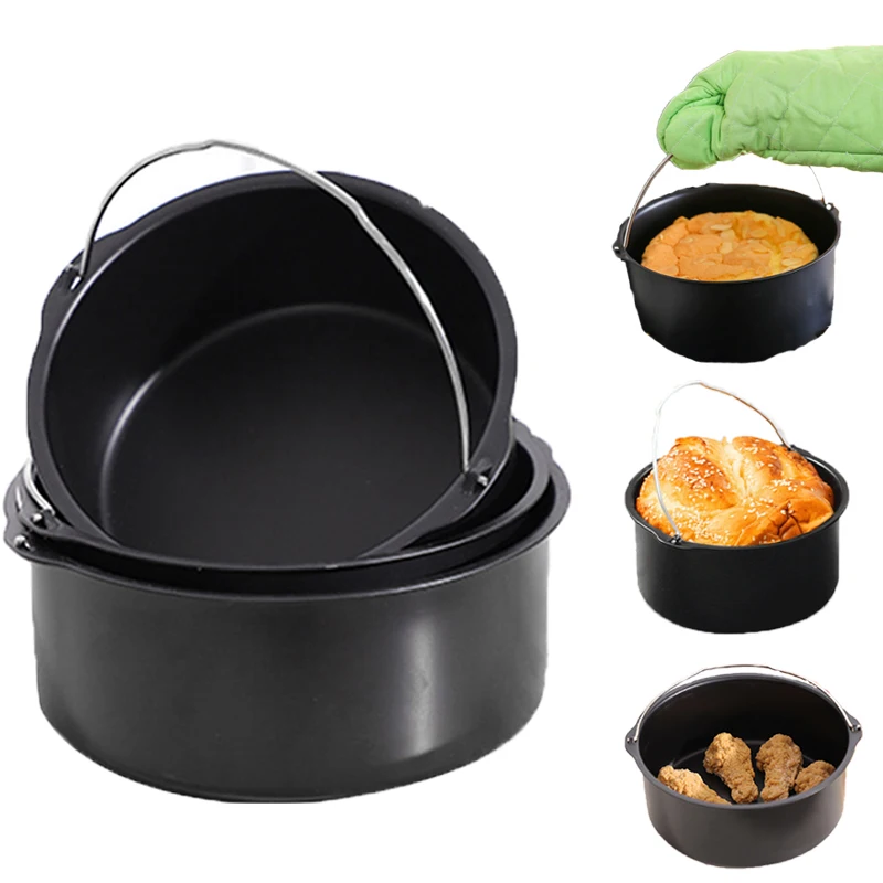 

6/7/8 Inch Baking Mold Non-stick Air Fryer Round Tray Pan Roasting Basket Bakeware for Pizza Cake Kitchen Baking Accessories