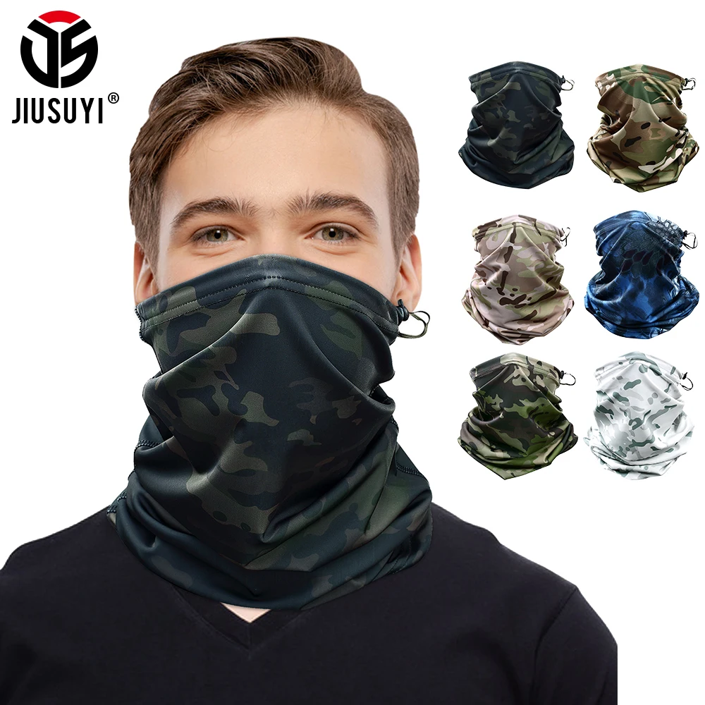 Camo Fishing Face Mask Sports Hunting Hiking Cycling Military Multicam Bandana Breathable Adjustable Belt Neck Gaiter Scarf Men