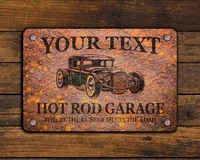 custom wood appearance metal bar signcustom rusty design hot rod garage metal sign
