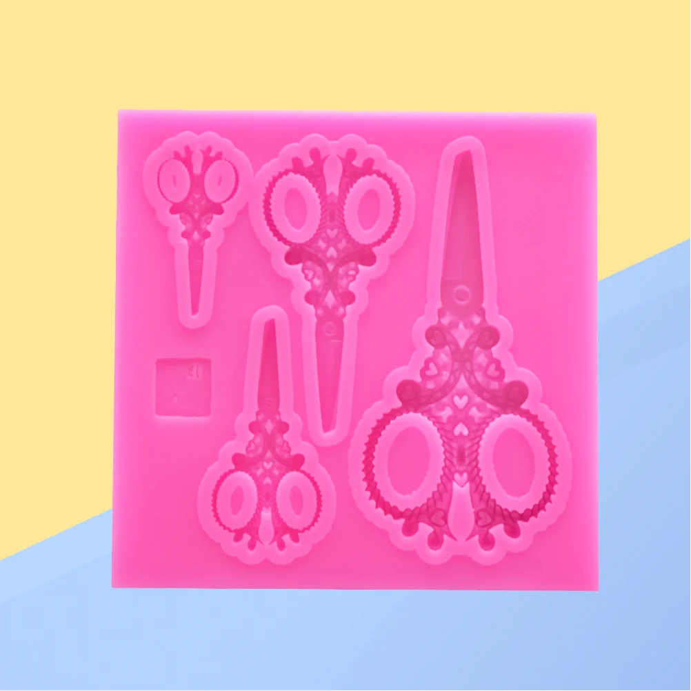 

Scissors Silicone Molds Cake Decorating Tools Bakeware Cupcake Dessert Chocolate Fondant Mold (Pink) Pastry