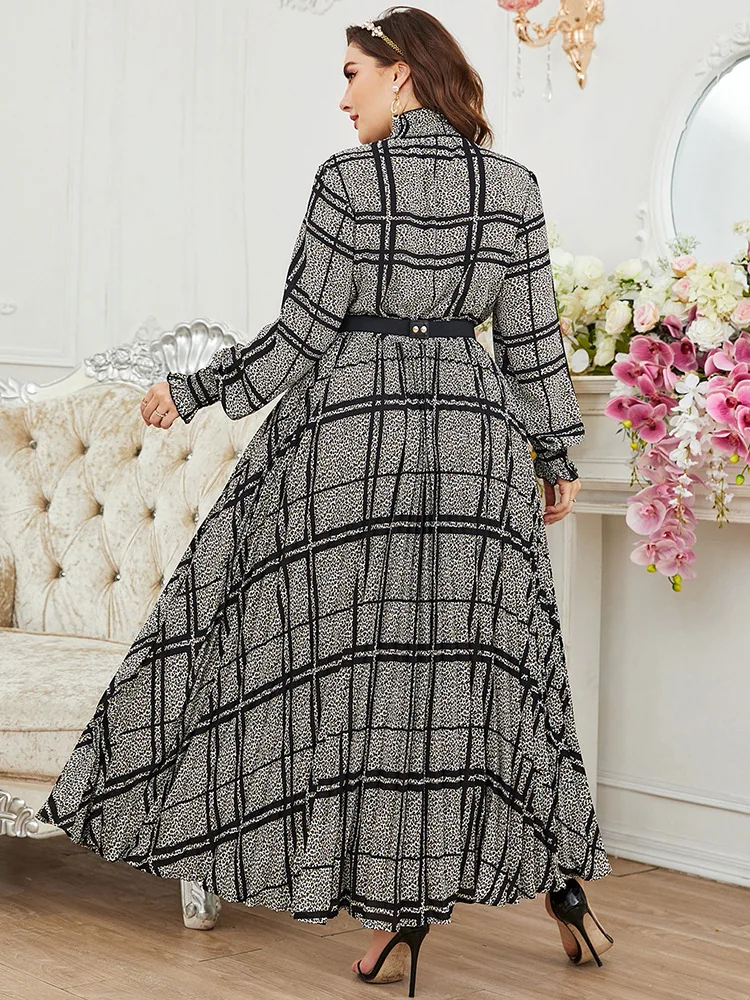 Women Plus Size Large Maxi Dress 2023 Spring Chic Elegant Long Sleeve Muslim Turkish Party Evening Festival Robe Clothing