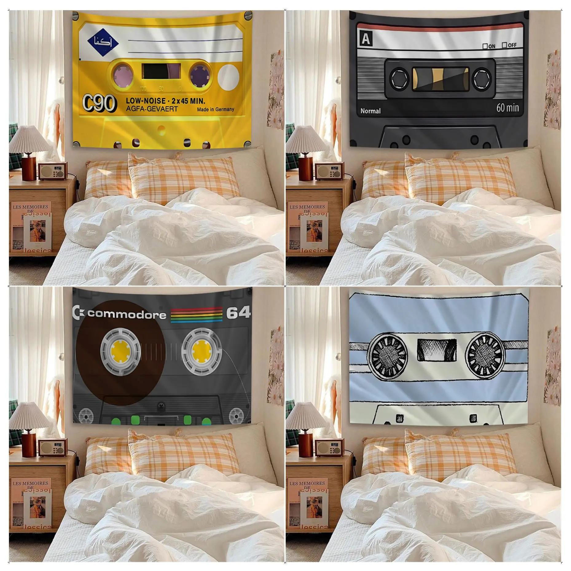 

Vintage Cassette Music Tape Hippie Wall Hanging Tapestries Wall Hanging Decoration Household Cheap Hippie Wall Hanging