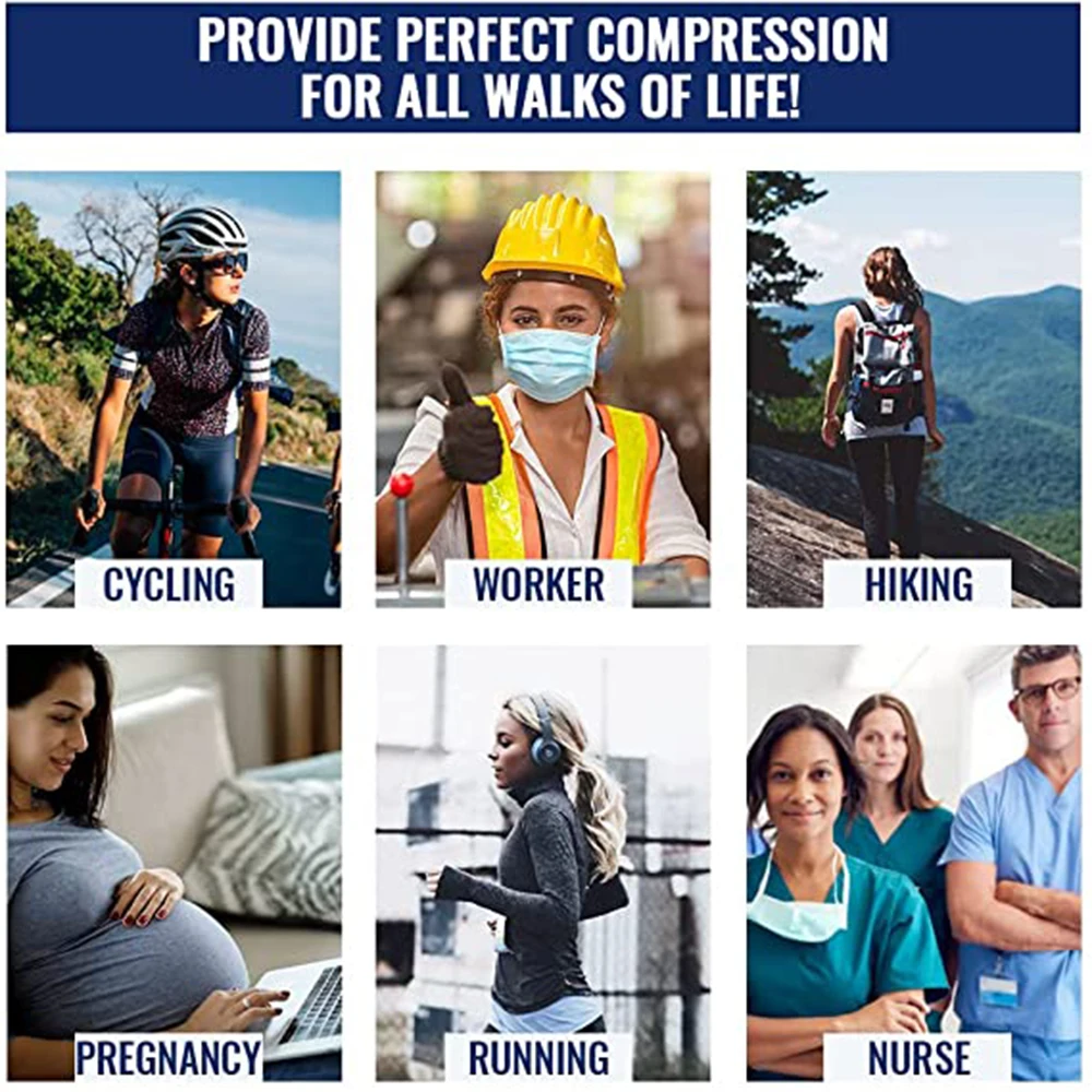 4 Pairs Women Compression Sport Socks Men Cycling Socks Knee High Circulation Stockings for Nurse Workout Running Socks