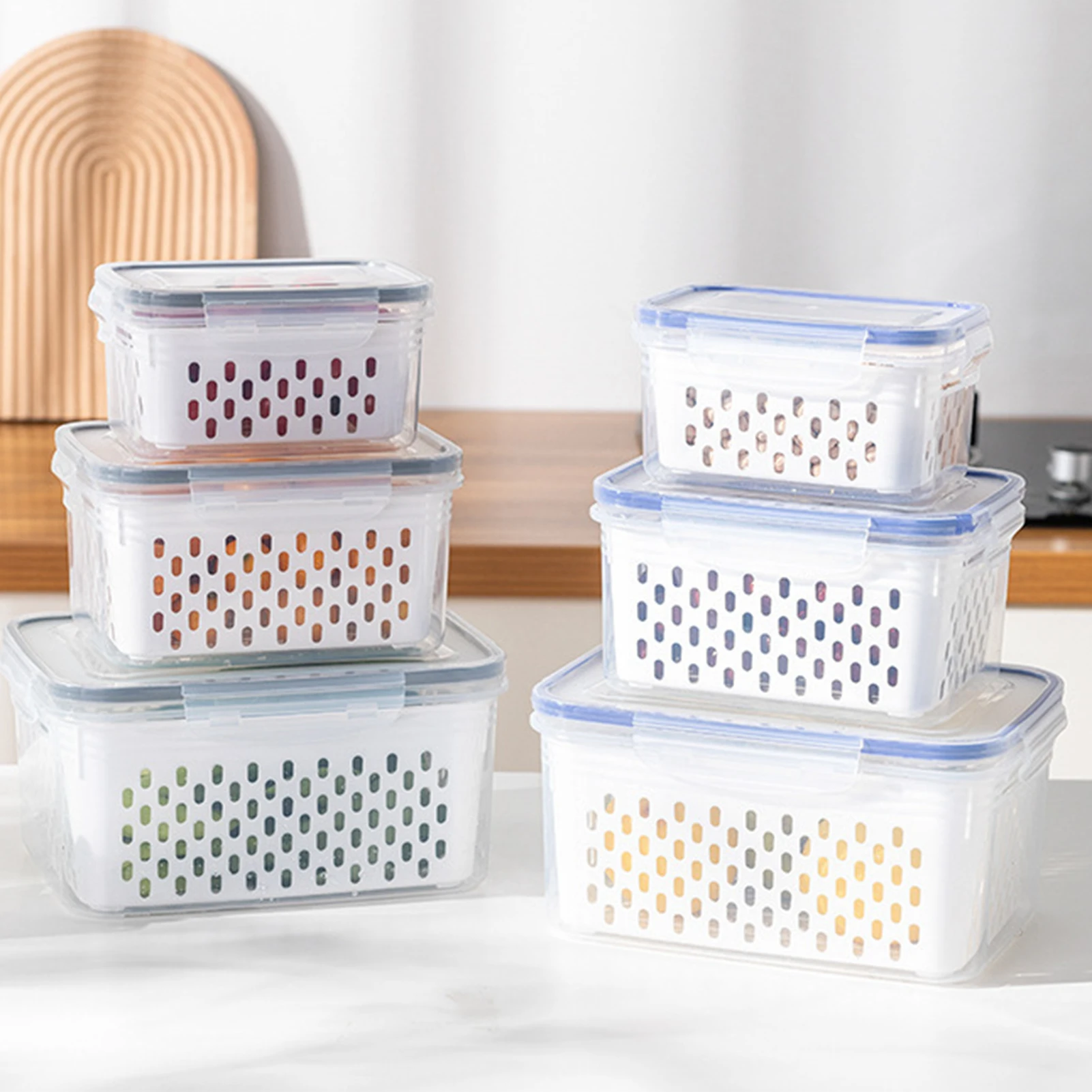 

Двойная деталь, коробка для хранения фруктов и овощей, многоразовый контейнер для домашней кухни, распродажа