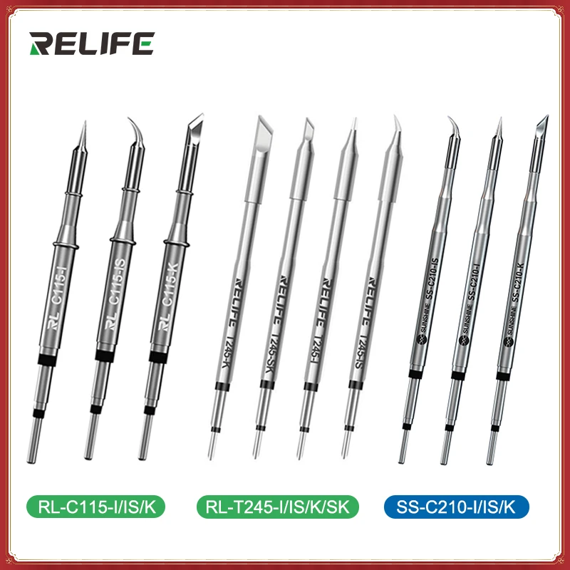 

RELIFE C210 C245 C115 Soldering Iron Tips Lead Core Compatible JBC Sugon Aifen Aixun soldering station Handle Free Heating