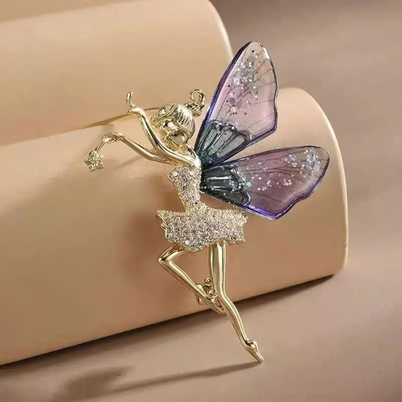 

Fashion Gold Color Fairy Elf Brooches Charm Dancer Brooches for Women Gift Banquet Party Jewelry Pins for Backpacks item cheap