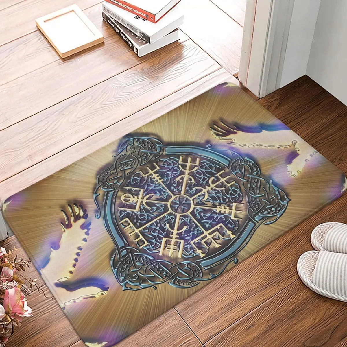 

Vikings Viking Wicing Non-slip Doormat Fly Bird Bath Kitchen Mat Prayer Carpet Indoor Pattern Decor