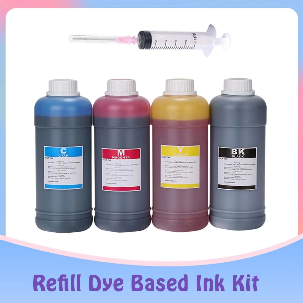 

Universal Refill Dye Ink Kit for Epson Canon HP Brother Lexmark DELL Kodak Inkjet Printer CISS Cartridge Printer Ink 4 Colors