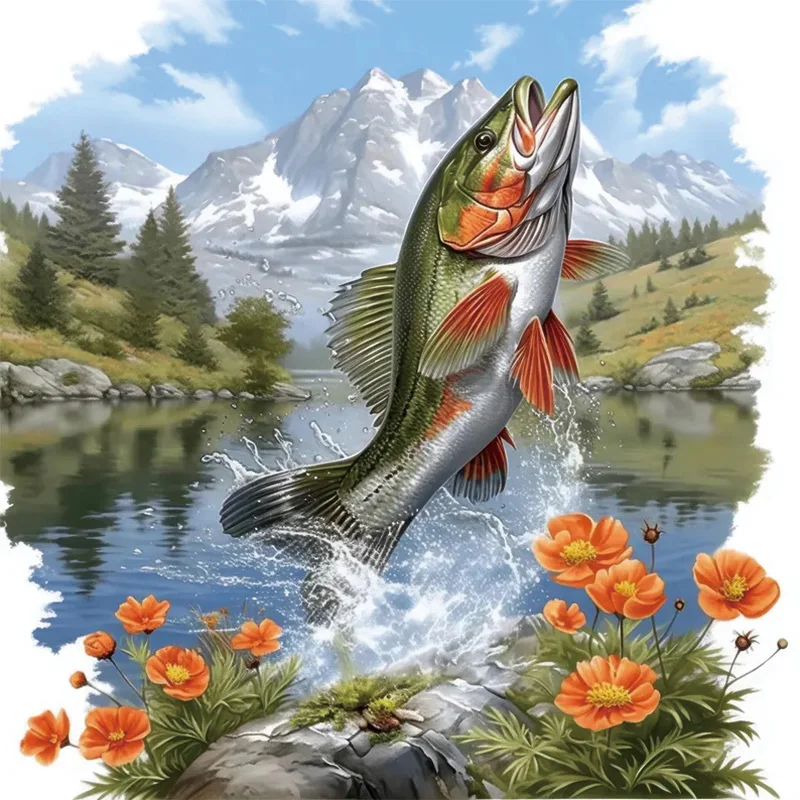 

Наклейки на туалет ПВХ Jumping Bass Fish