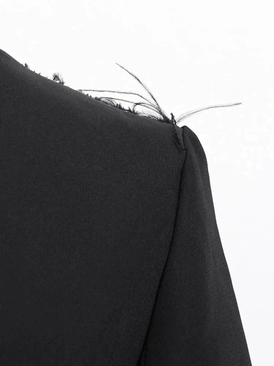 VGH темпераментные лоскутные пиджаки с перьями для женщин v-образным вырезом и