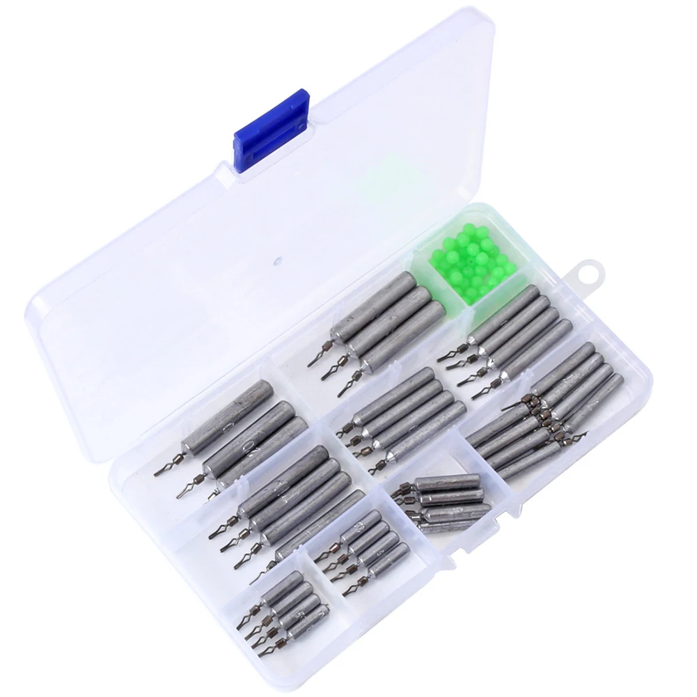 Набор грузил для рыбной ловли Slim Drop Shot из металла на 90 штук разных размеров для пруда, озера, ручья и реки.