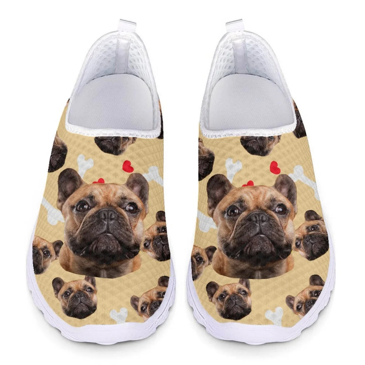 

Кроссовки ELVISWORDS женские сетчатые, суперлегкие сникерсы с рисунком французского бульдога, плоская подошва, Повседневная летняя обувь