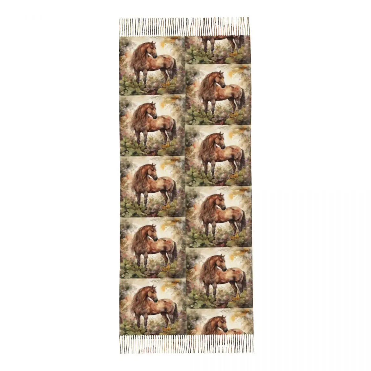 Коричневая лошадь Herd Running Galloping Любители животных Юмор Шарф Шарфы с кисточками