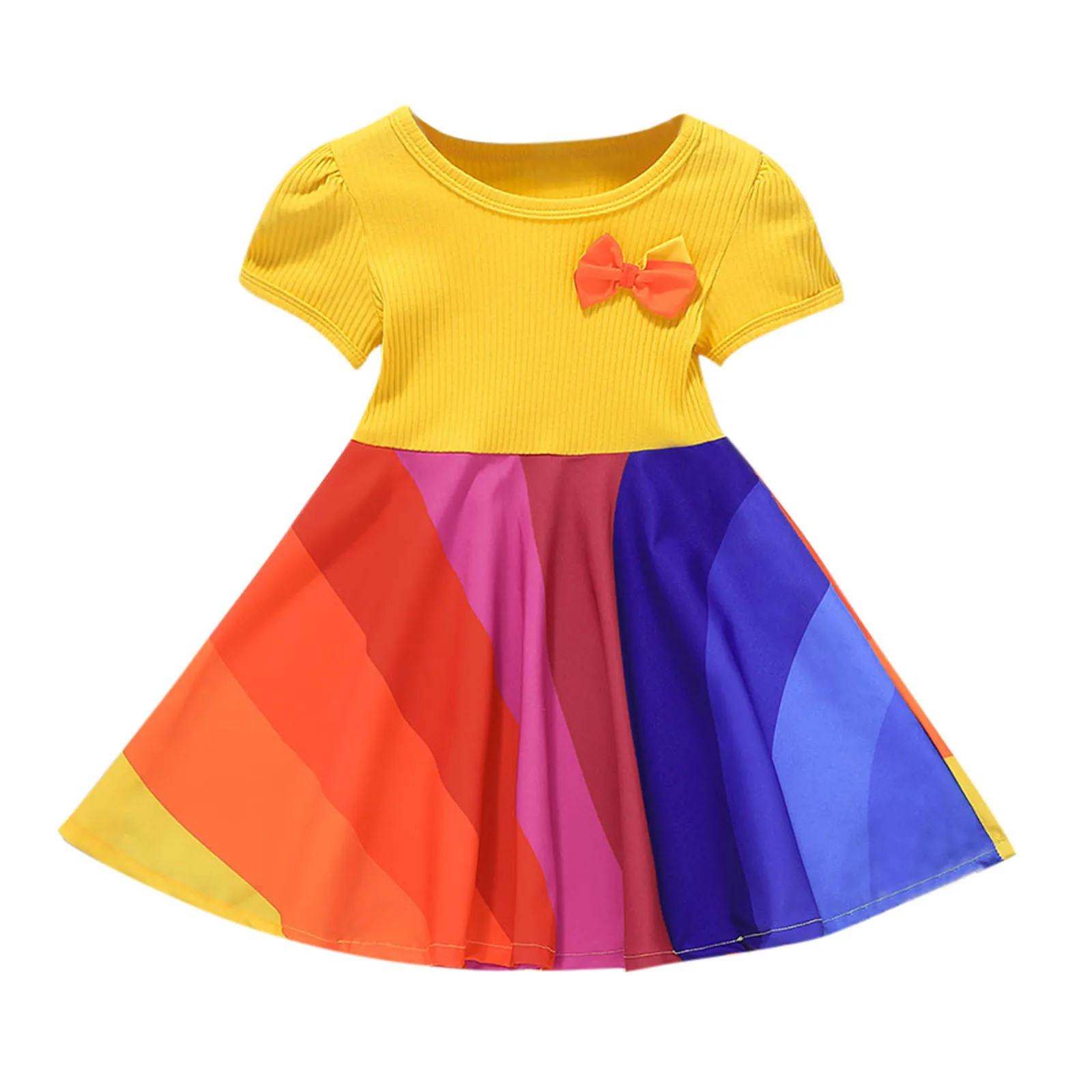 

Stitching Color Dress Ribbed Princess Kid Infant Toddler Dress Girls Girls Dress&Skirt Little Girls Christmas Dresses