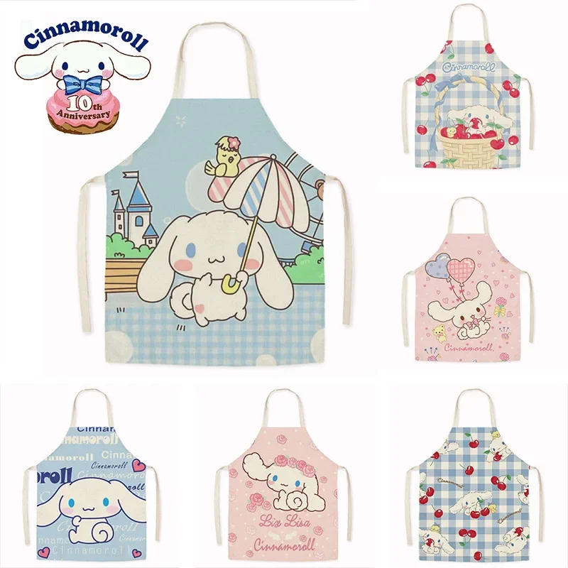 Модный Кухонный Фартук Sanrio Cinnamoroll для приготовления пищи кавайный лен женские