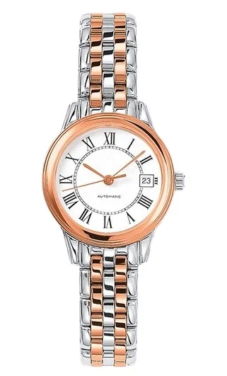 

High-Top Women Silver Rose Gold Rome Dial Watches military flag Style ladies Mechanical Automatic watch Stainless Steel Sapphire