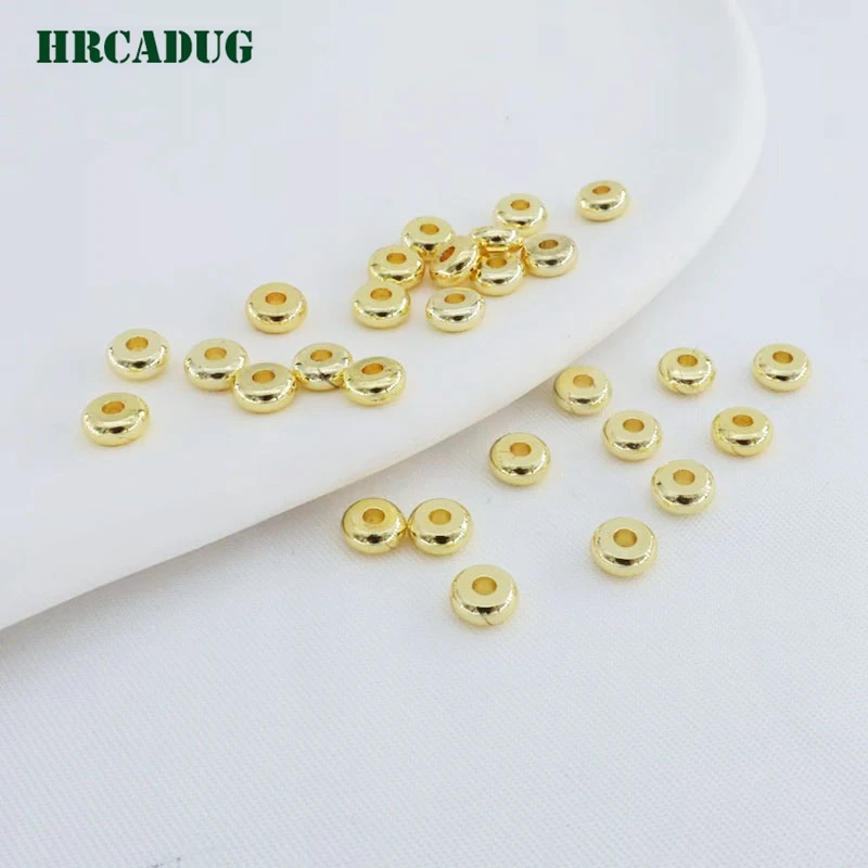 Wholesale 3/4/5/6mm Jewelry Making Beads 18K Gold Plated Flat Spacer Beads To Bracelet Jewelry Making Diy Accessories Loose Bead