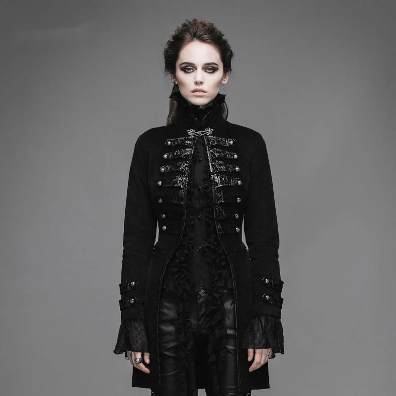 

Женское длинное пальто в готическом стиле, черный облегающий кардиган в стиле панк, ветровка, пальто для осени и зимы, 2022