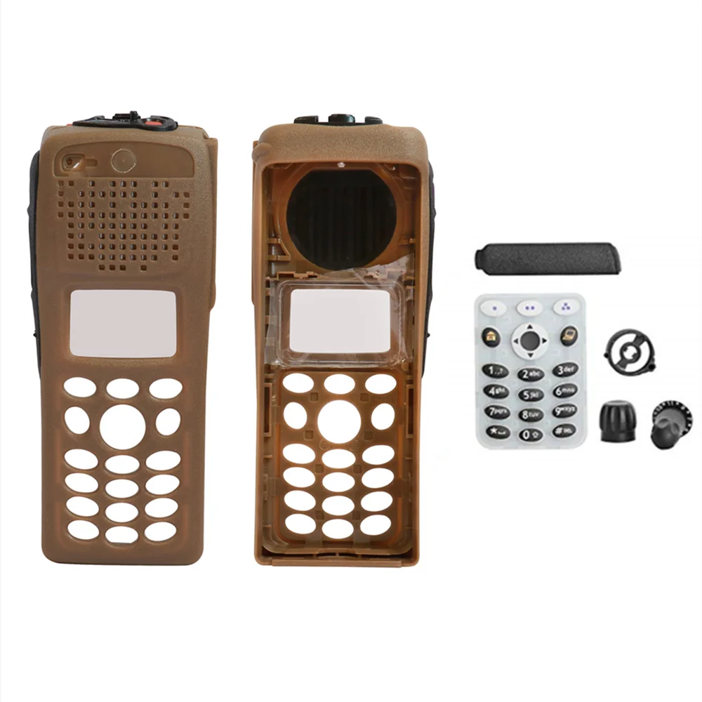 Brown Walkie-Talkie Repair Kit Front Case Replacement Housing Cover for XTS2500 Model 3 Full Keypad Two-way Radio