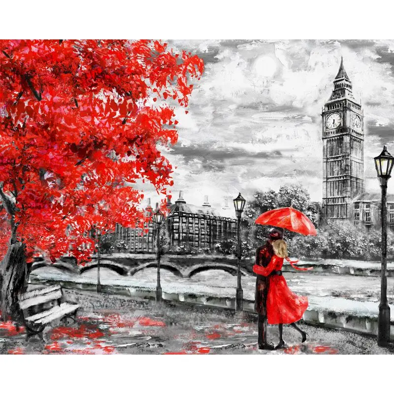 

Картина маслом по номерам «сделай сам», Лондонский ландшафт для влюбленных, Современная Настенная картина, акриловая Раскраска по номерам, домашний декор, уникальный подарок