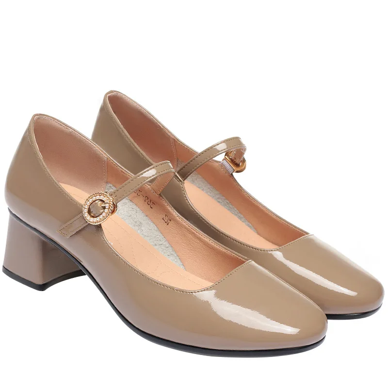 Mother'S Shoes Soft Leather Soft Bottom Women'S Shoes 2023 New Work Shoes Ladies Leather Spring Summer Single Shoes High-Heeled