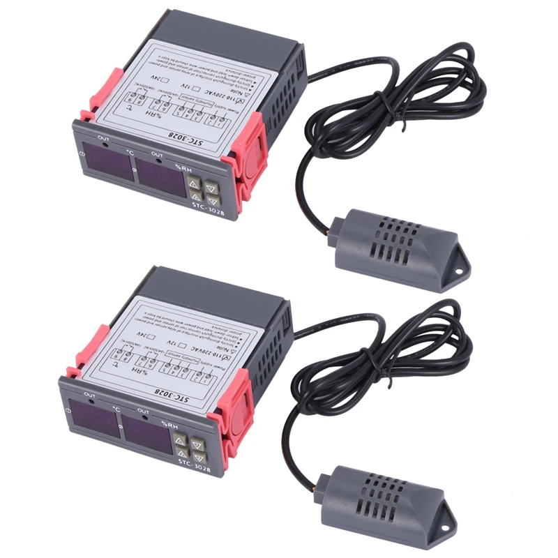 

2X Stc-3028 Digital Temperature Humidity Meter 110-220V 10A Thermostat Dual Display Thermometer Hygrometer Controller