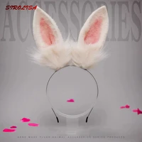 sirolisa rabbit ears headband kawaii bunny hair hoop handmade plush ears cute hair accessories anime cosplay prop headdress 2022