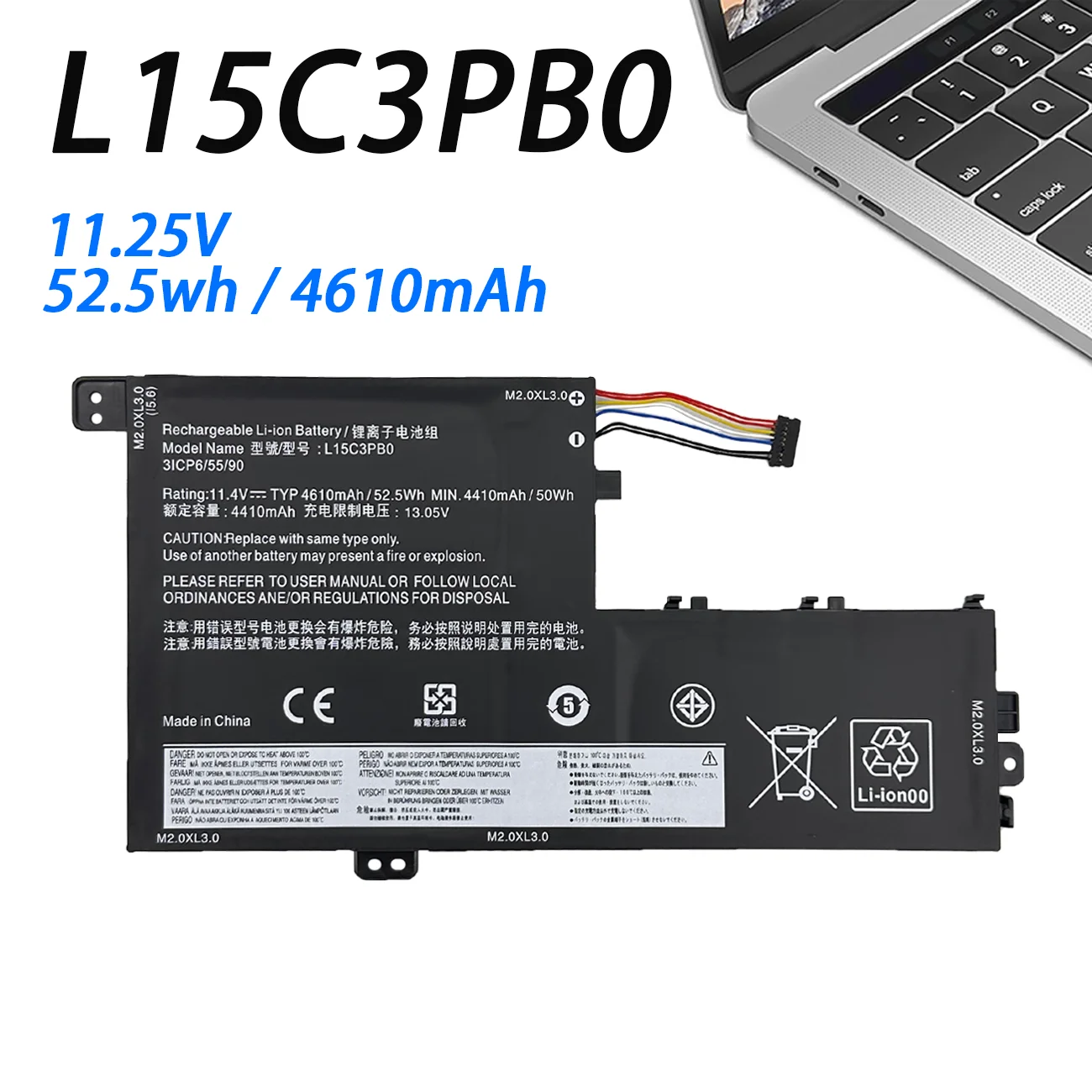 Сменный аккумулятор L15C3PB0 L15L3PB0 L15M3PB0 для ноутбука Lenovo 7000 7000-14 7000-14IKBR 15AST Аккумулятор