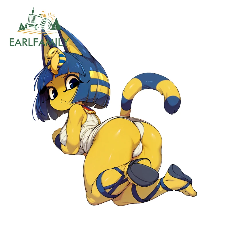 EARLFAMILY NSFW Ankha Cat Furry Автомобильная наклейка Сексуальная наклейка на окна с большой задницей Личность Девушка Waifu Гоночные аксессуары Декор грузовика