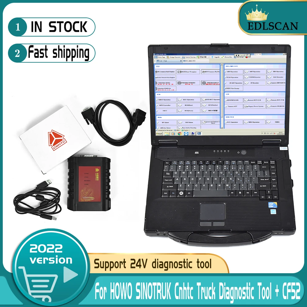 

For HOWO SINOTRUK Truck Cnhtc Diesel Engine Diagnostic Tool with CF52 Laptop Scanner Diagnostic Interface Tool