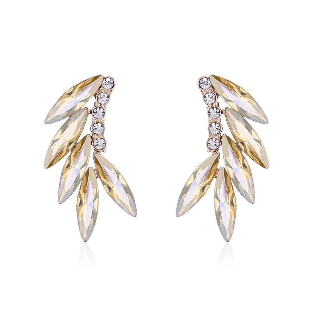 

Crystal Vintage Alloy Earrings Geometric Semicircular Arc Earrings for Women Style Champagne