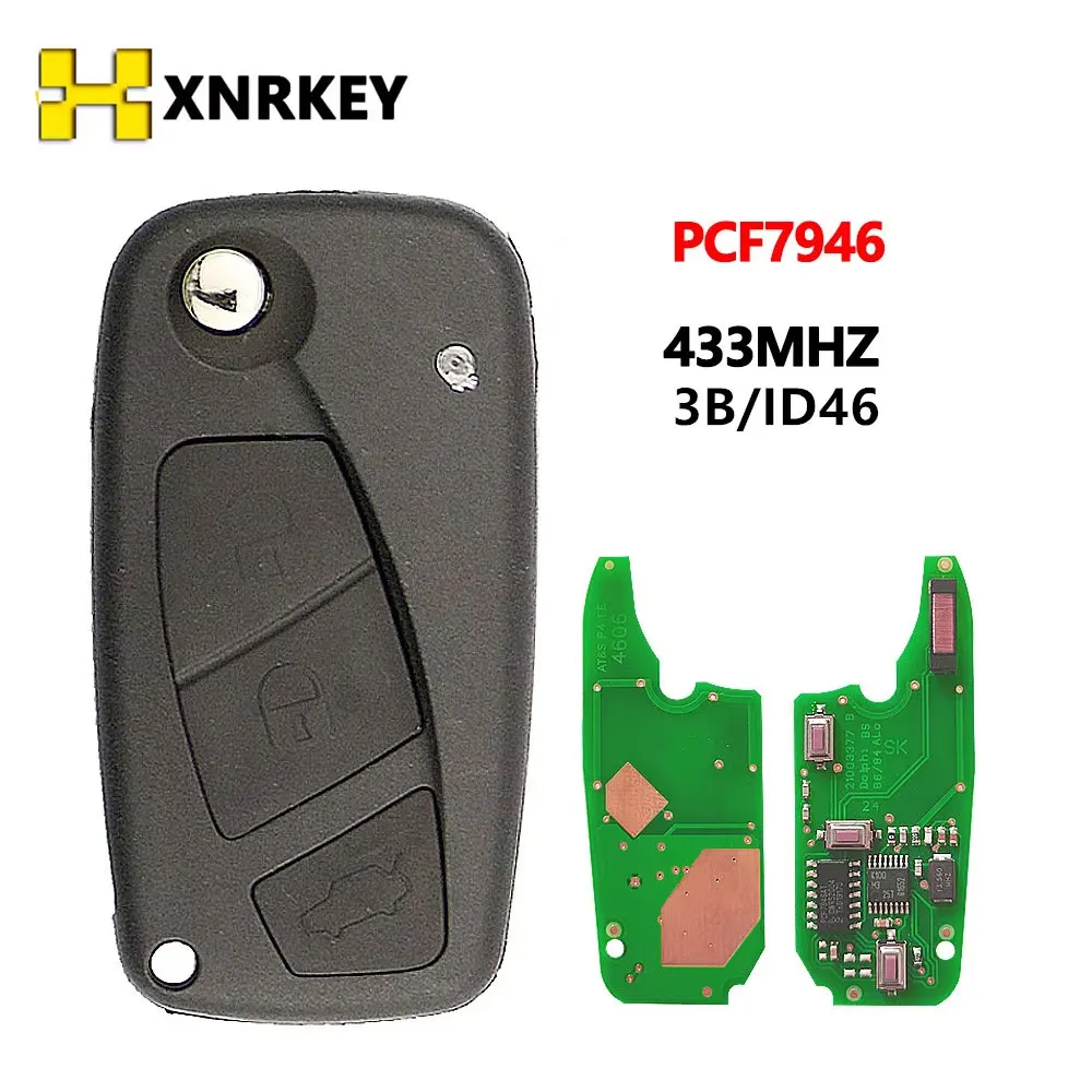 

XNRKEY 3 кнопки откидной дистанционный ключ для FIAt 500 Punto Ducato Stilo Panda Bravo ключ от автомобиля 433 МГц PCF7946 чип