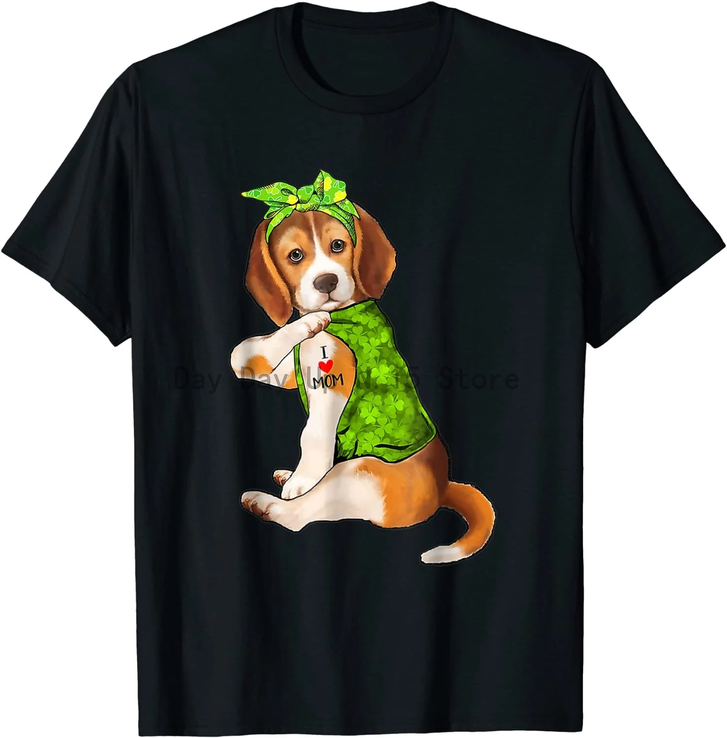 

I Love Mom Tattoo Funny Beagle Dog St Patricks Day T-Shirt
