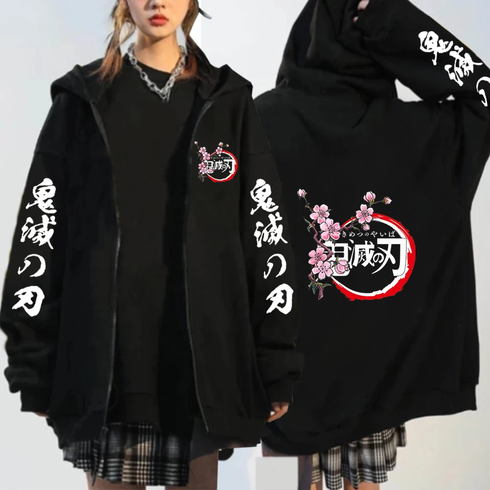 

Demon Slayer Tanjirou Kamado Anime Zipper Hoodie Pullovers Casual Fashion Hodies Tops Unisex Clothes Kimetsu No Yaiba Sweatshirt