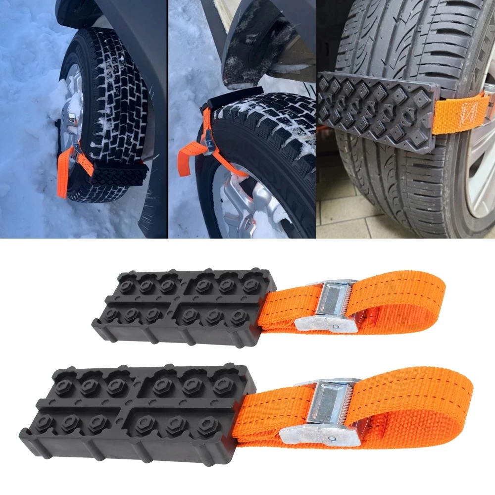 

1 Pc Car Tire Traction Blocks Tire Chain Straps Durable PU Anti-Skid With Bag Emergency Snow Mud Sand For Snow Mud Ice