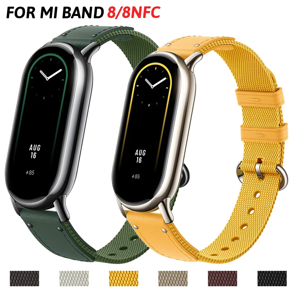 

Leather Strap for Xiaomi Mi Band 8 Bracelet Original Fashion Replacement Wristband Miband 8 NFC Correa Mi Band 8 Canvas Straps