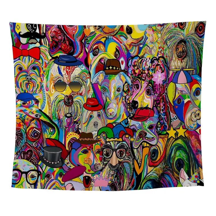 

Собак и собак 2 стандарта! Настенный гобелен, настенный художественный гобелен с принтом насекомых, украшение для комнаты, подвесной коврик для полотенец