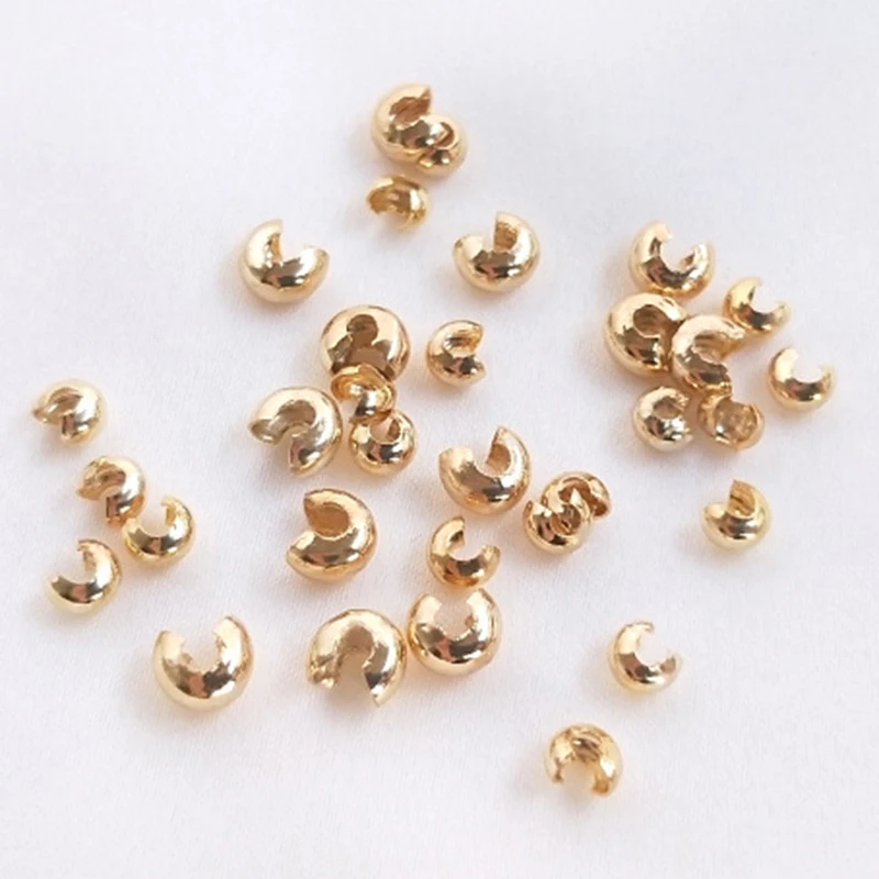 

3mm/4mm/5mm/6mm 14k Gold Plated Open Crimp Beads Covers Crimp End Beads Stopper Spacer Beads For DIY Jewelry Making Supplies