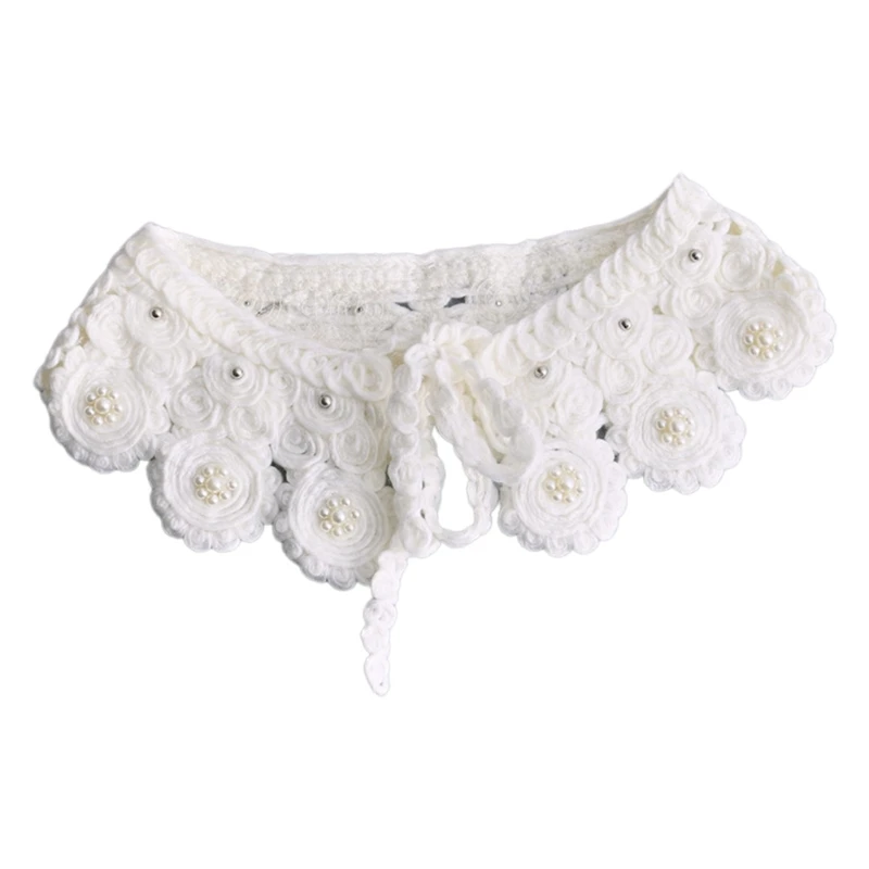 

Women False Collar Wool Thread White Pearl Clothes Decorative Collar for Children Girl Wedding Birthday Party