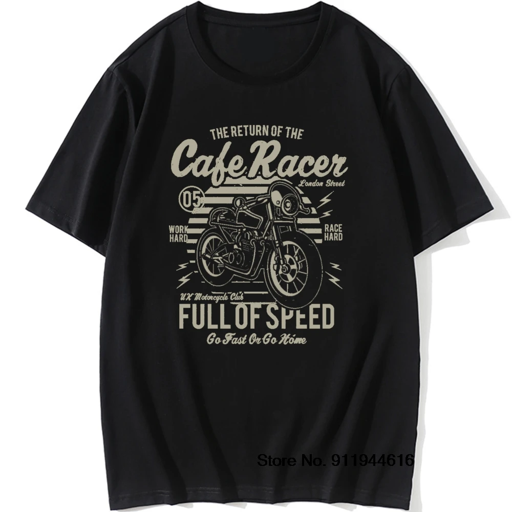 

Vintage Cafe Racer Full of Speed Motorcycle T Shirt Retro Motorbike Racer Auto Game Cool Tshirts Cotton Rider Biker Tops Tees